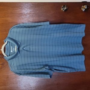 Haggar Clothing Polo Shirt, Blue with Black Stripes, Size XXL